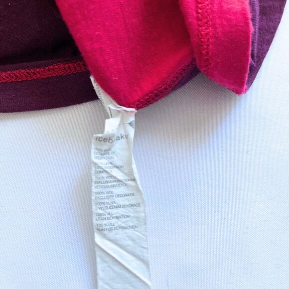 ICEBREAKER PURPLE PINK BODYFIT 200 MERINO WOOL RAGLAN SLEEVE HOODED LONG TEE TOP - Picture 10 of 11